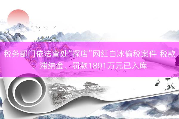 税务部门依法查处“探店”网红白冰偷税案件 税款、滞纳金、罚款1891万元已入库