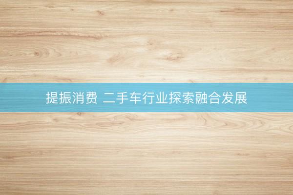 提振消费 二手车行业探索融合发展