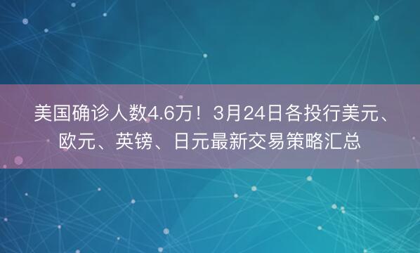 美国确诊人数4.6万！3月24日各投行美元、欧元、英镑、日元最新交易策略汇总