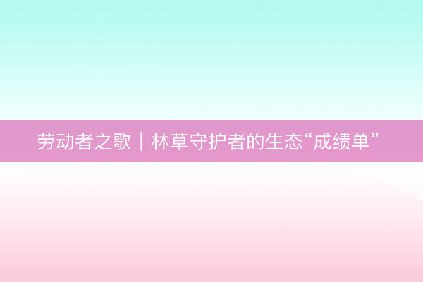 劳动者之歌｜林草守护者的生态“成绩单” 