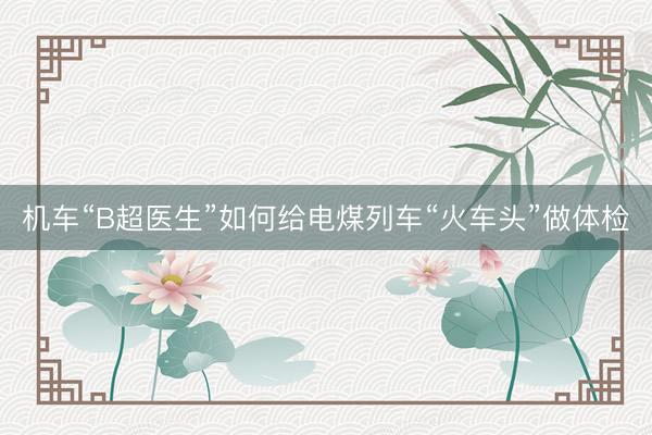 机车“B超医生”如何给电煤列车“火车头”做体检