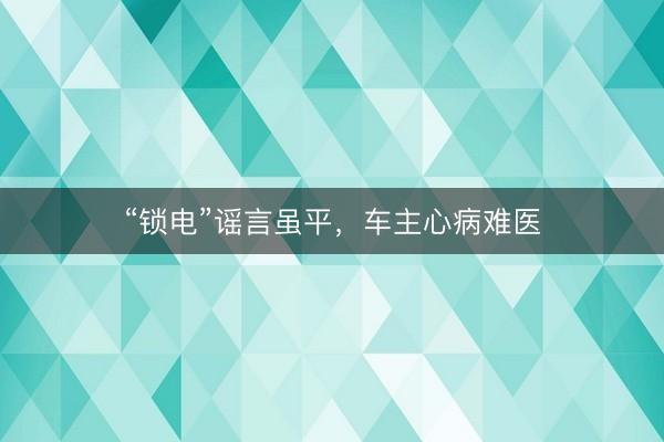 “锁电”谣言虽平，车主心病难医