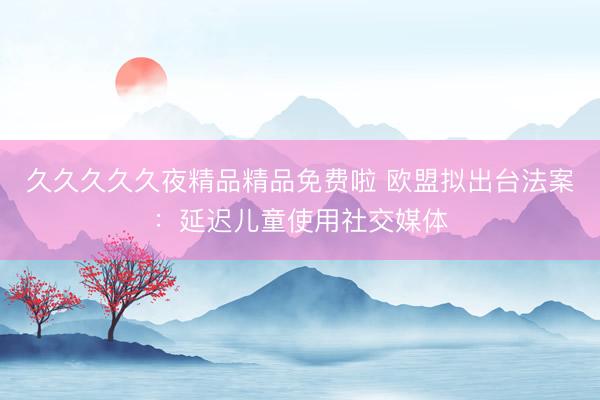 久久久久久夜精品精品免费啦 欧盟拟出台法案：延迟儿童使用社交媒体