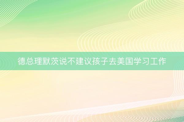 德总理默茨说不建议孩子去美国学习工作