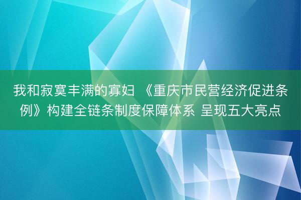 我和寂寞丰满的寡妇 《重庆市民营经济促进条例》构建全链条制度保障体系 呈现五大亮点