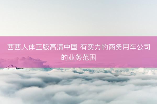 西西人体正版高清中国 有实力的商务用车公司的业务范围