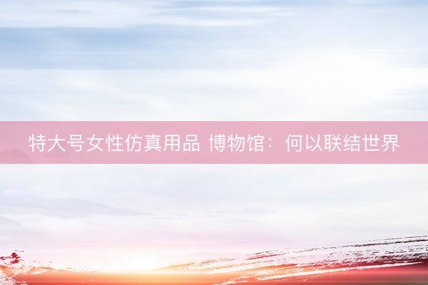特大号女性仿真用品 博物馆：何以联结世界