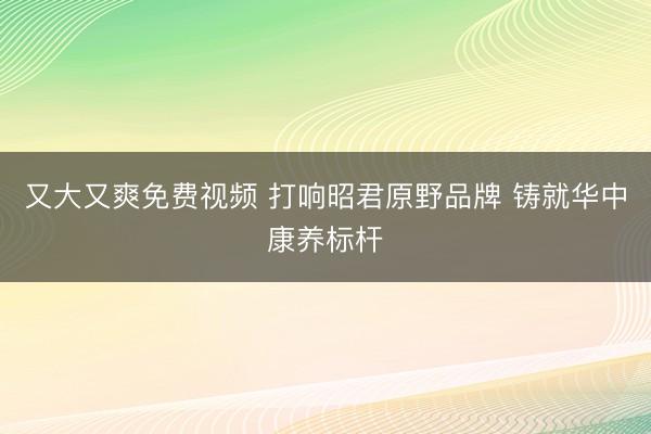 又大又爽免费视频 打响昭君原野品牌 铸就华中康养标杆