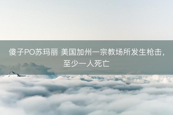 傻子PO苏玛丽 美国加州一宗教场所发生枪击，至少一人死亡