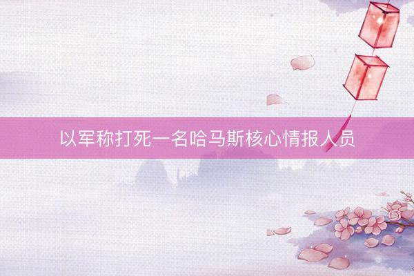 以军称打死一名哈马斯核心情报人员