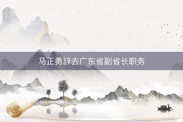 马正勇辞去广东省副省长职务