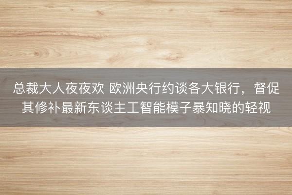 总裁大人夜夜欢 欧洲央行约谈各大银行，督促其修补最新东谈主工智能模子暴知晓的轻视