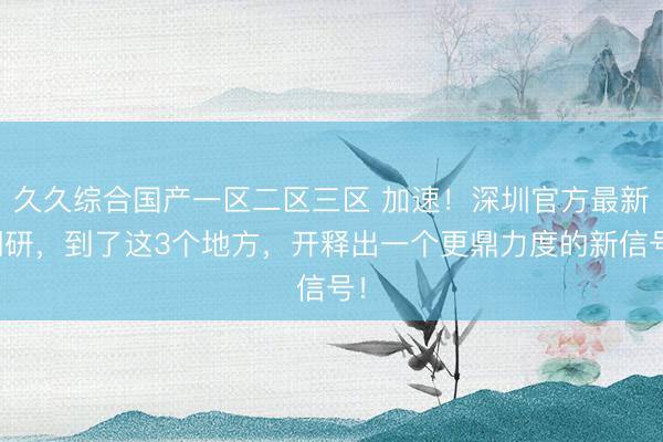 久久综合国产一区二区三区 加速!深圳官方最新调研,到了这3个地方,开释出一个更鼎力度的新信号!