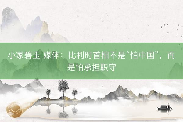 小家碧玉 媒体：比利时首相不是“怕中国”，而是怕承担职守