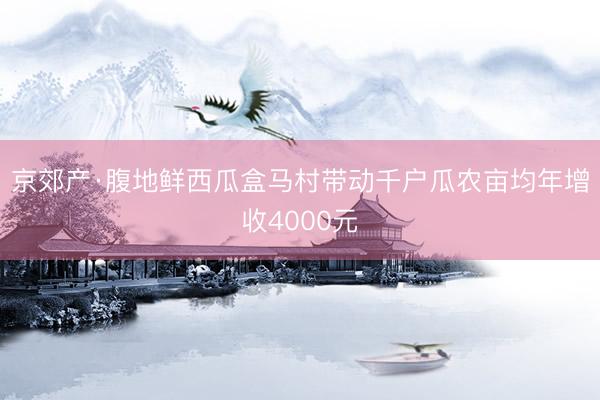 京郊产·腹地鲜西瓜盒马村带动千户瓜农亩均年增收4000元